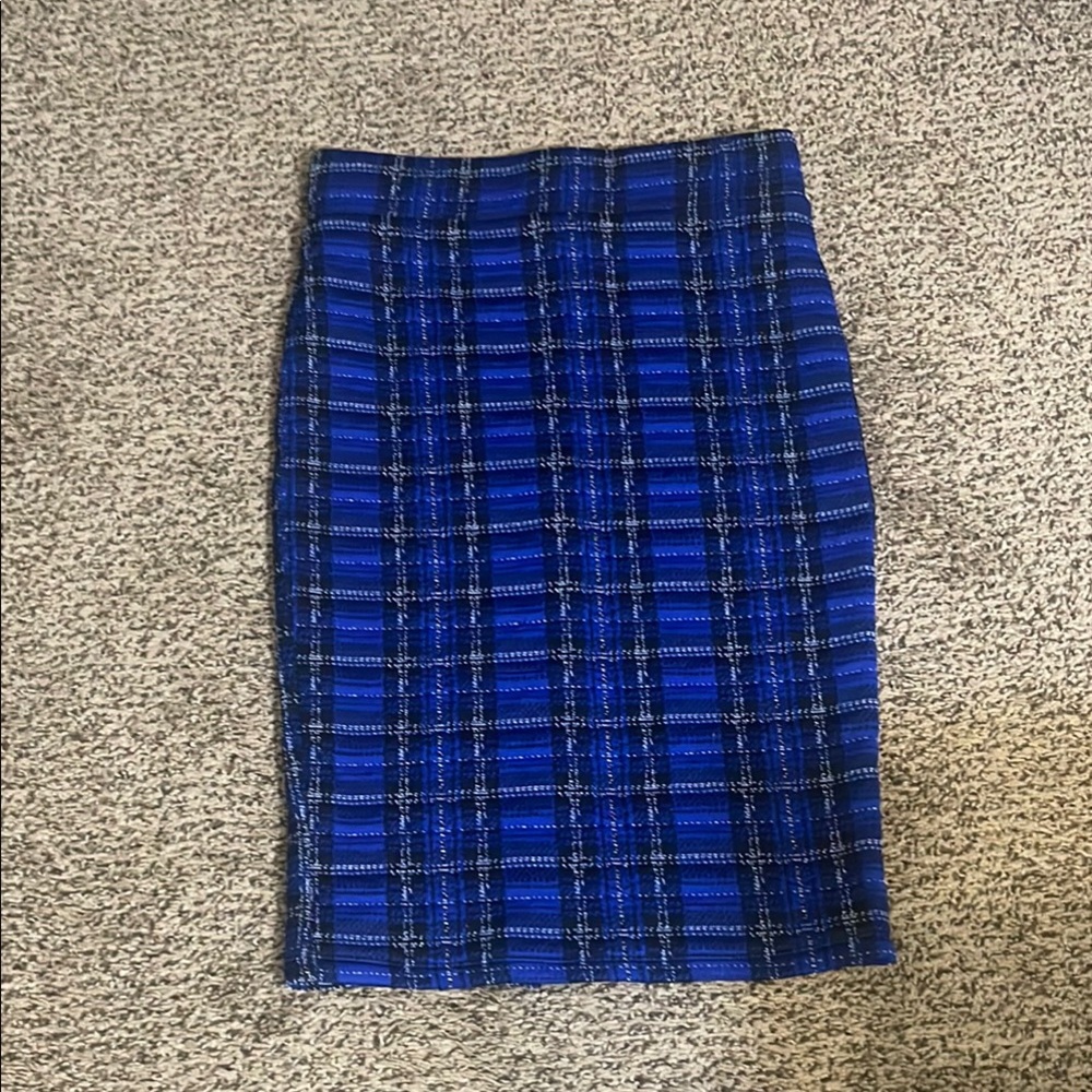 Vintage Olivia blue Blue and Black Knee-Length Pencil Skirt for Work